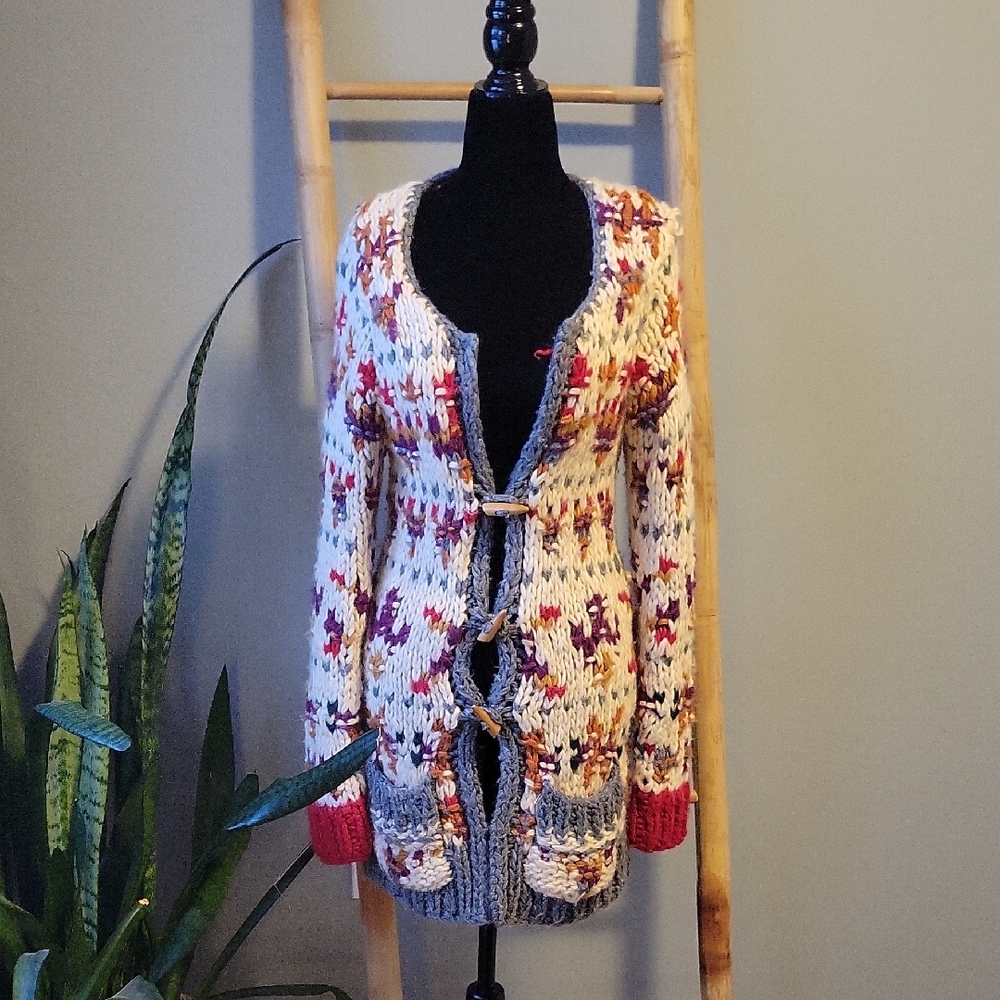 Anthropologie Sleeping On Snow Multicolor Knit Cardigan - Picture 2 of 6